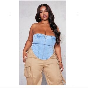 NWT PrettyLittleThing Denim Tube Top ~ Plus Size 20
